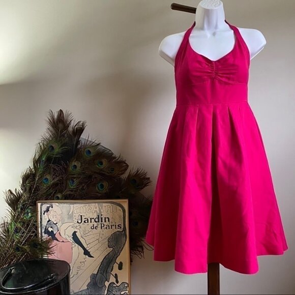 Crew Hot Pink Halter A-line Pinup dress - Picture 1 of 5